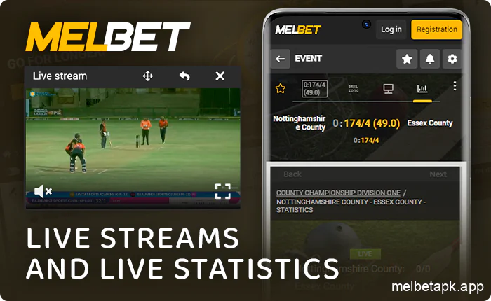 Stream sports matches on the Melbet app